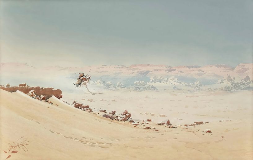 A rider in the desert - Augustus Osborne Lamplough by Accessible Art
