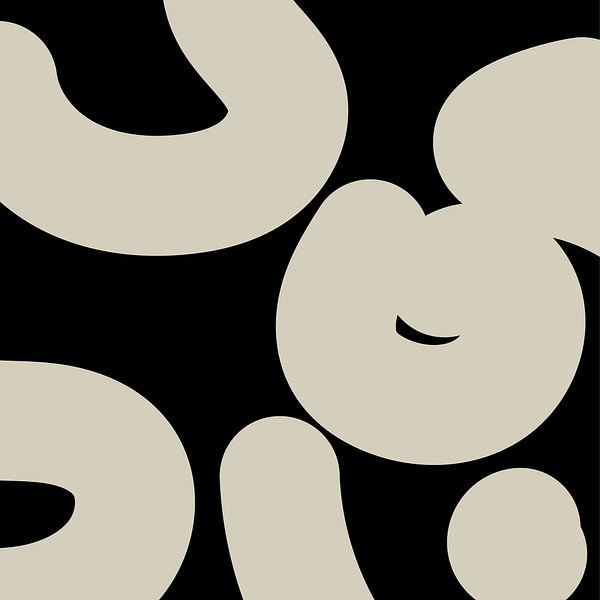 Boho Abstracte Vormen. Wit op zwart nr. 10 van Dina Dankers