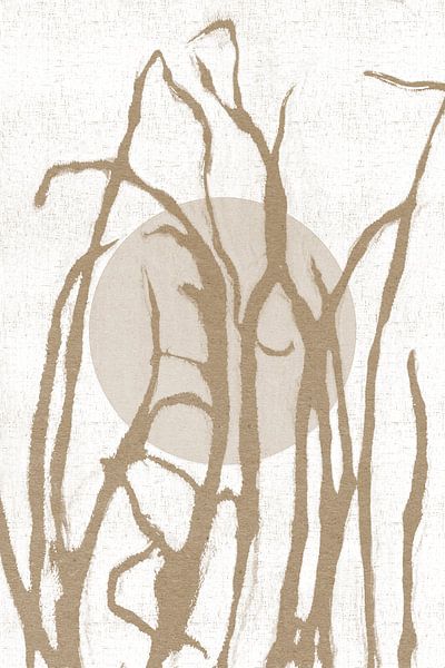 Ikigai. Sonne und Gras. Abstrakte Zen-Kunst. Japanischer Stil in erdigen Farbtönen I von Dina Dankers