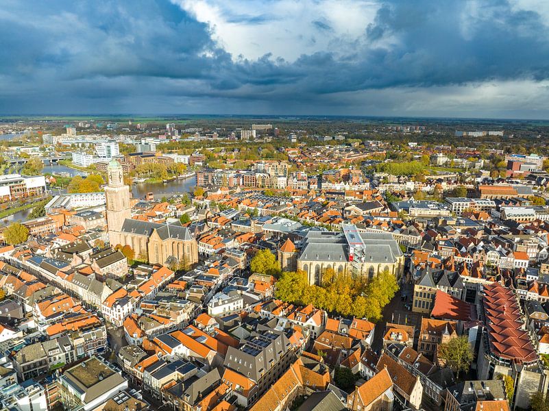Zwolle city aerial view during a stormy autumn day by Sjoerd van der Wal Photography