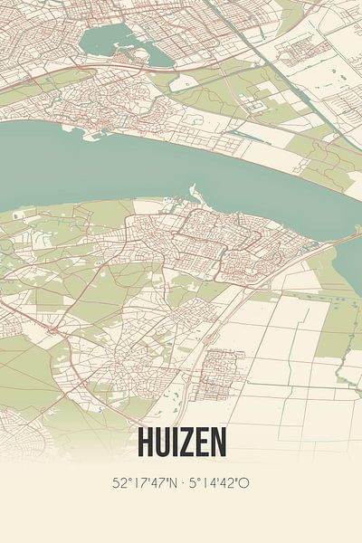Alte Karte von Huizen (Nordholland) von Ortsdrucke