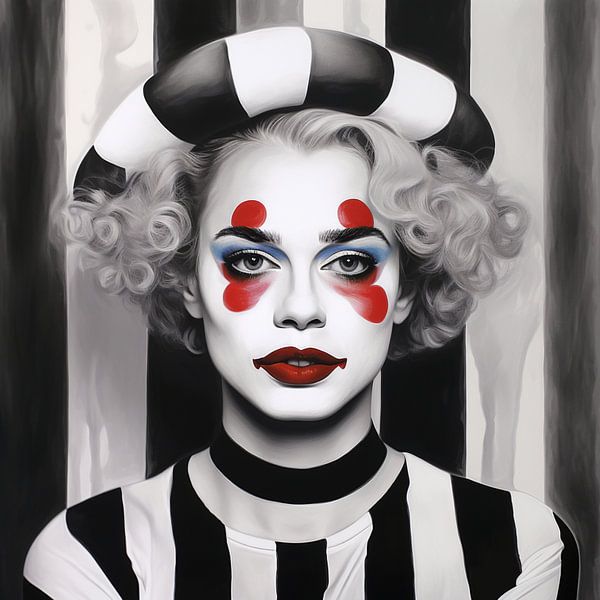 Femme clown Portrait noir blanc Cirque Carnaval Costume par gm_designs