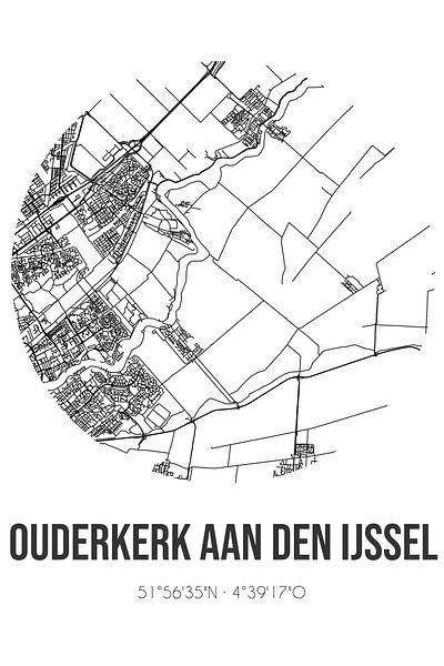 Ouderkerk aan den IJssel (Süd-Holland) | Karte | Schwarz-Weiß von Ortsdrucke