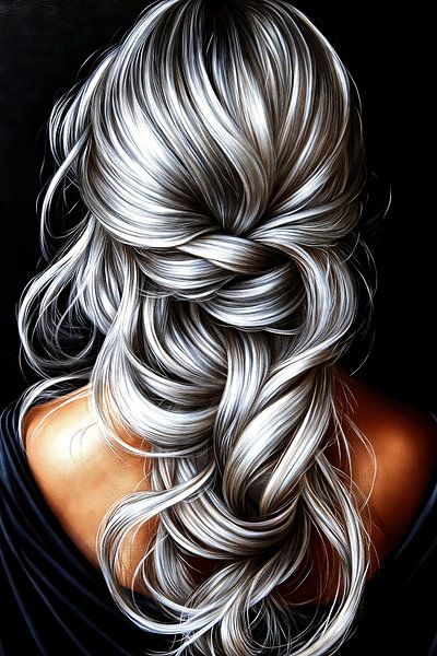 Frau mit silbernem, geflochtenem Haar von Frank Heinz