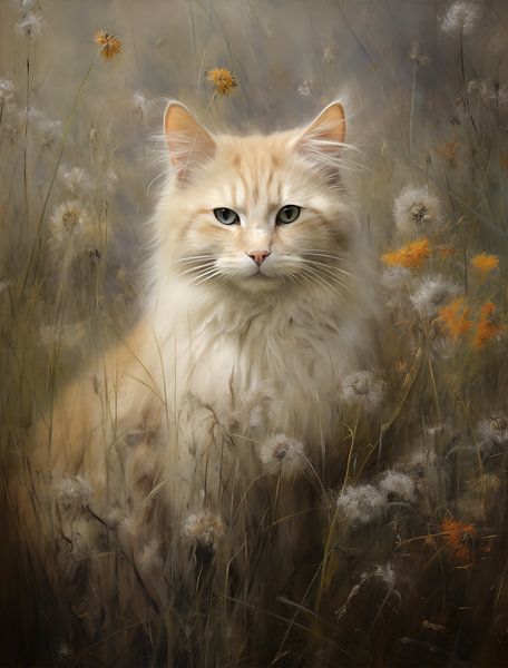 Beige Katze im Flusenfeld von Emil Husstege
