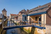 Biker on the bridge.
