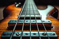 Atmosphärischer Hintergrund eines Musikinstruments, elektrische Bassgitarre