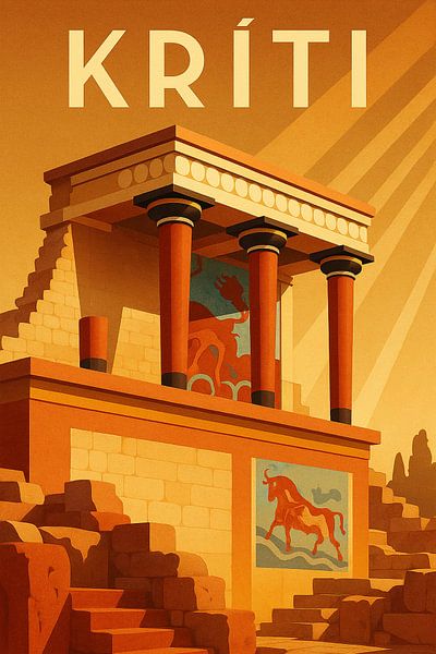 Vintage Crete Wall Art – Minoan Heritage in Warm Tones by Travel Shop