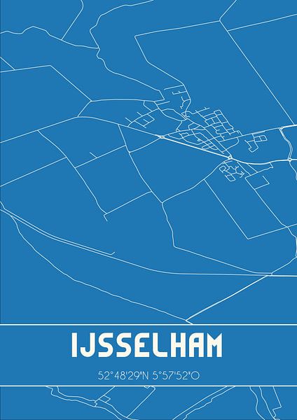 Blaupause | Karte | IJsselham (Overijssel) von Ortsdrucke