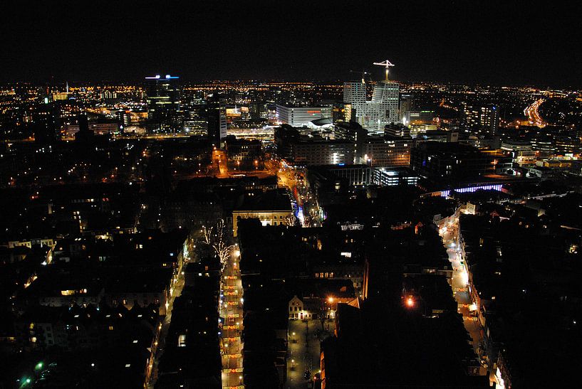 View from the Dom tower in Utrecht, towards the new city office under construction. by Margreet van Beusichem