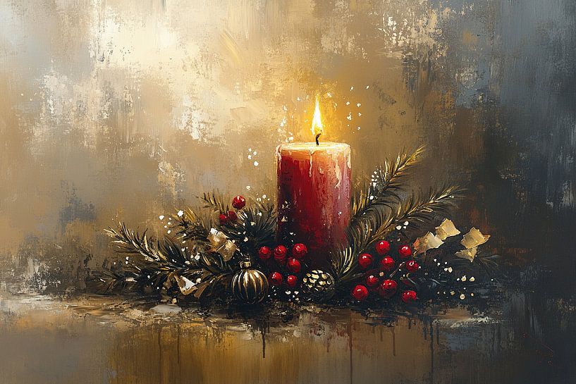 Festliche rote Weihnachtskerze von Wunderbare Kunst