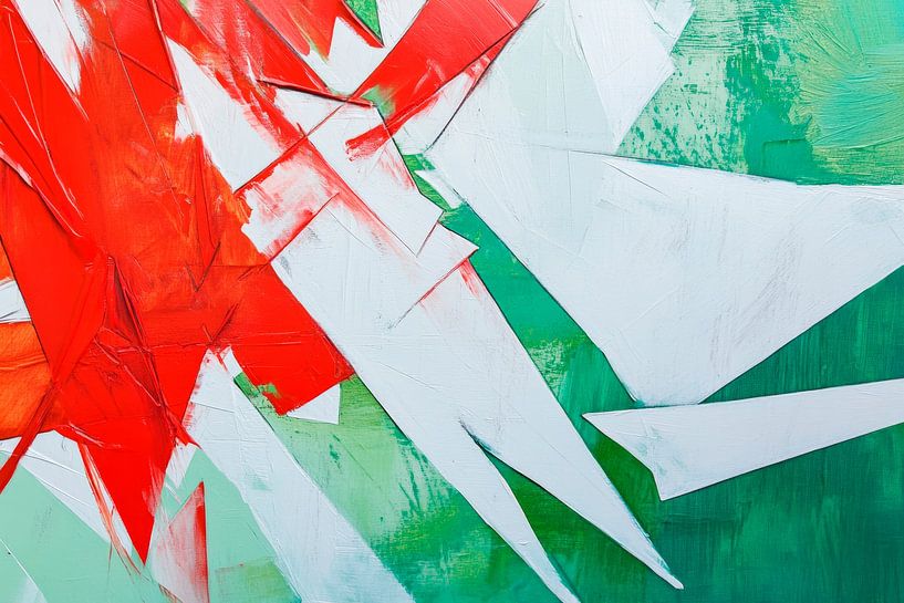 Combinaison de couleurs abstraites en rouge et vert par Poster Art Shop
