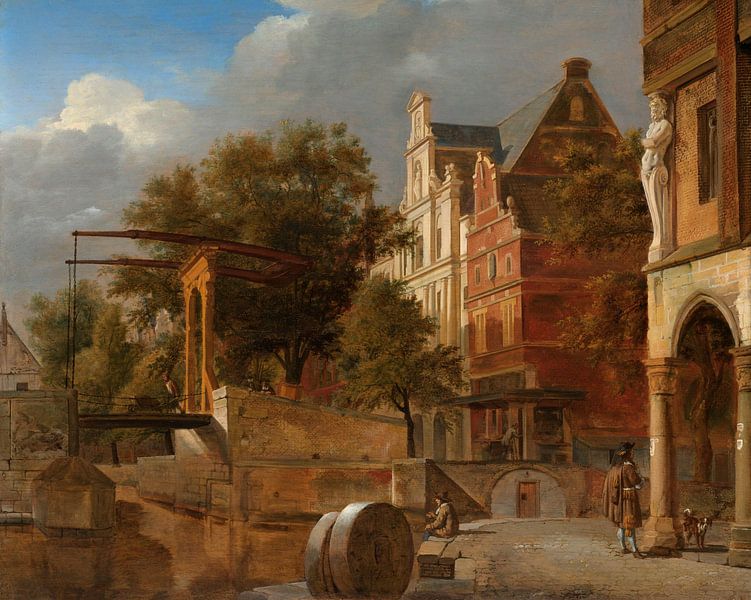 Die Zugbrücke, Jan van der Heyden, Adriaen van de Velde von Meisterhafte Meister