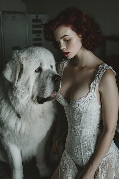 woman with pet retro boudoir look by Egon Zitter