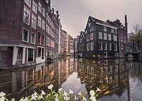 Beautiful reflection by a canal in Amsterdam