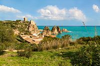 Tonnara di Scopello, am Golf von Castellammare, Scopello, Trapani, Sizilien, Italien.