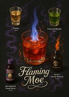 Flaming Moe Cocktail Poster - Cocktail Meme Kunst