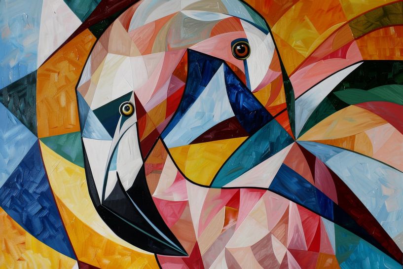 Flamingo abstracte kunst van Poster Art Shop