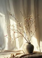 Beige vase with branches