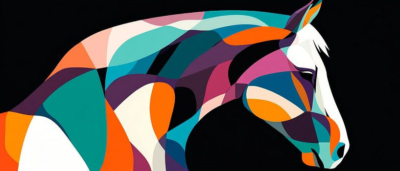 Bunte Eleganz – Pferdeprofil koloriert von Poster Art Shop