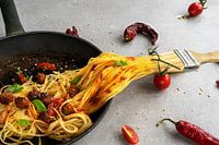 Spaghetti met verfkwast - food