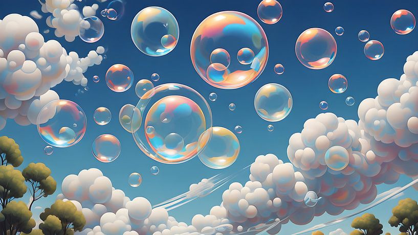 Vol de rêve de bulles de savon colorées par Bart Veeken