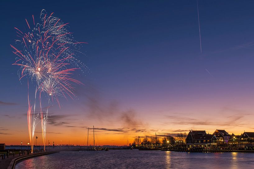 Fireworks at the harbour of Volendam by Jack Koning