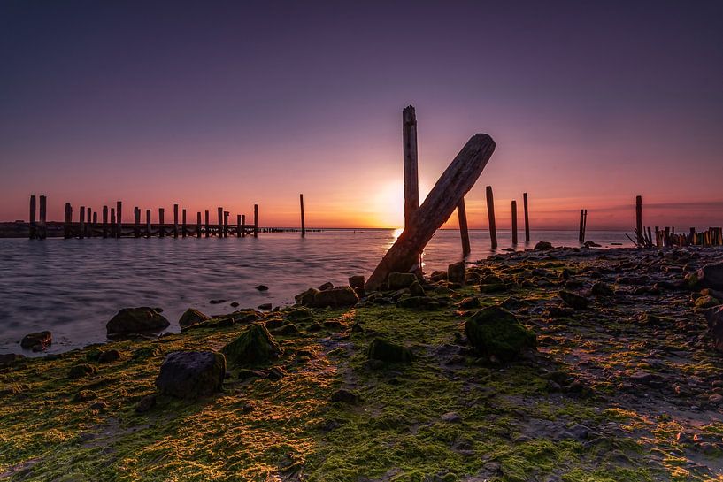 Le soleil se lève sur les vasières de Texel par Jessica Blokland van Diën