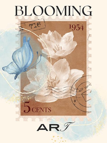 White flower with blue butterfly by @Unique
