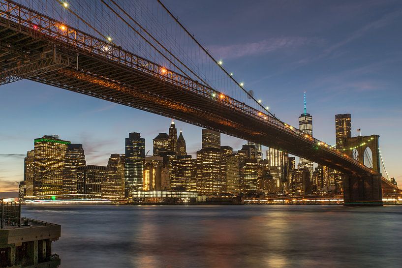New York Manhatten en Brooklyn Bridge vanaf Brooklyn par Waterpieper Fotografie