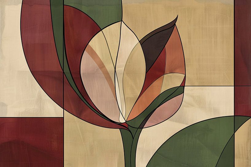 Moderne abstrakte florale Illustration mit Erdtönen von Art & Soul Creations