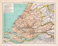 Carte vintage Province de Hollande méridionale ca. 1900