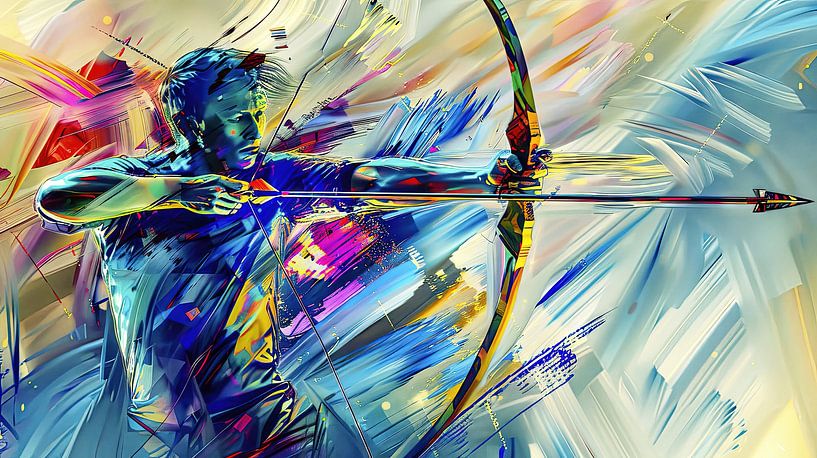 Colourful archer in action by Frank Heinz