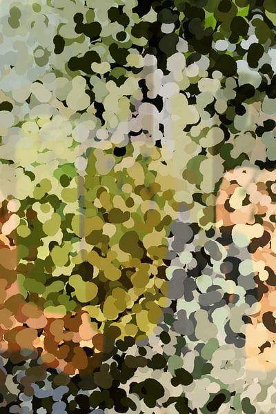 Abstract landschap in smaragdgroen, terra. Spetters. van Dina Dankers