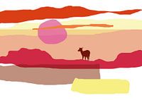 Petit cerf au coucher du soleil