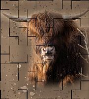 Scottish Highlander in tile motif