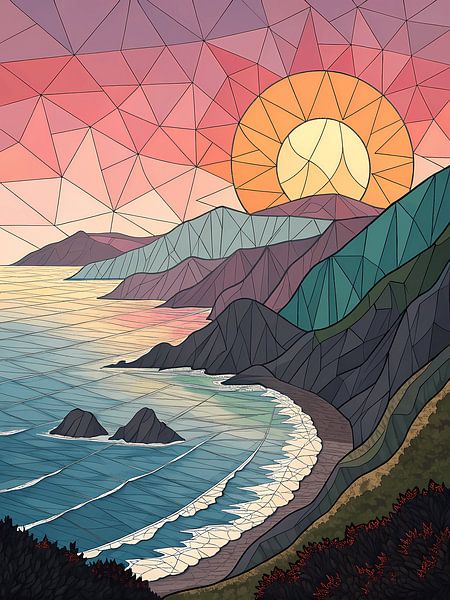 Prisma Sonnenuntergang an der Küste von Artistic