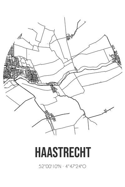 Haastrecht (South Holland) | Carte | Noir et Blanc par Affiches de lieux