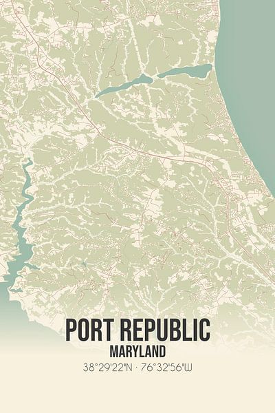 Alte Karte von Port Republic (Maryland), USA. von Ortsdrucke