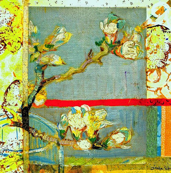 Blossoming almond branch. Inspiration Vincent van Gogh. (2 ) by Ineke de Rijk