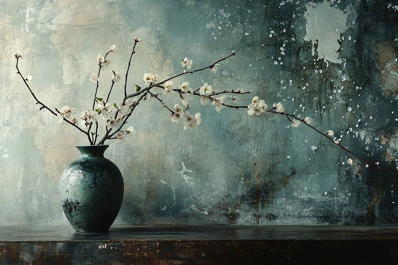 Vase mit weißen Blütenzweigen von Imperial Art House