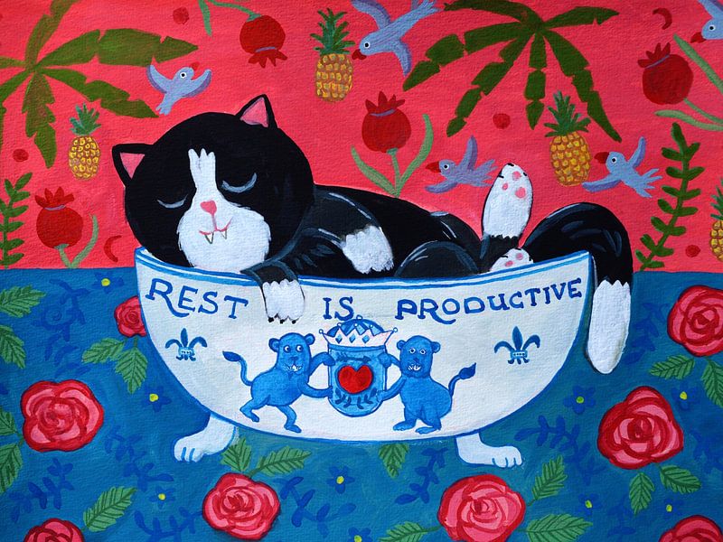 Funny Cat | Delft Blue par Anita Letuve