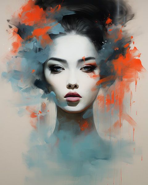 Fiery Fusion - femme - bleu &amp;amp ; orange par Eva Lee
