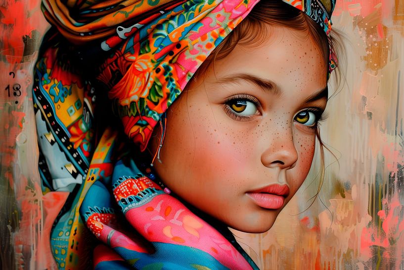 Portrait of a girl wearing colourful clothes by Atelier Pink Blossom