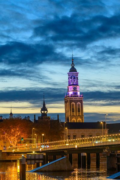 Kampen Nieuwe Toren and city bridge during sunset by Sjoerd van der Wal Photography