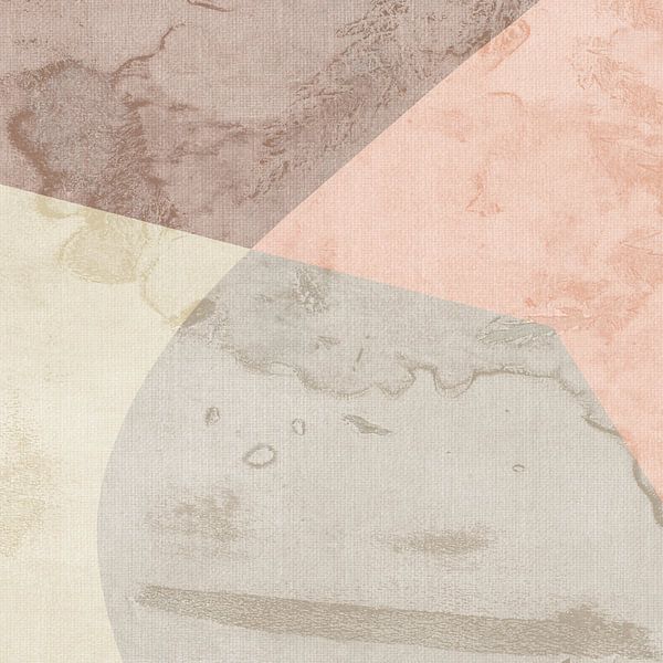 Abstracte vormen in roze, taupe, zand en grijs van Abstract Minimalist Art