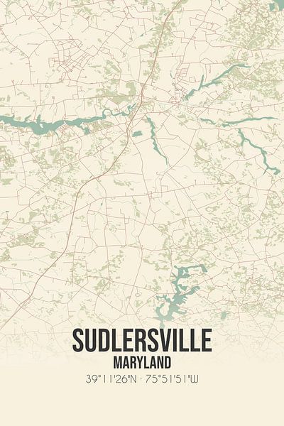 Carte ancienne de Sudlersville (Maryland), USA. par Affiches de lieux
