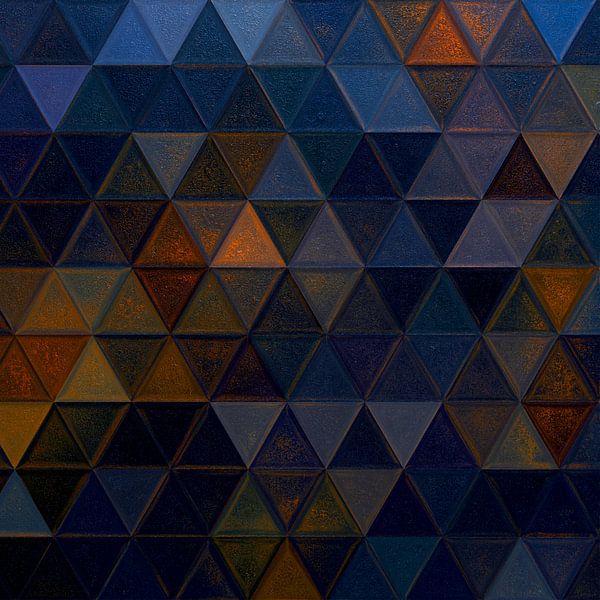 Mosaïque triangle bleu foncé orange #mosaique par JBJart Justyna Jaszke
