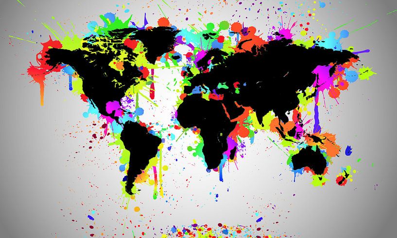Weltkarte in  Black Splash Optik von World Maps