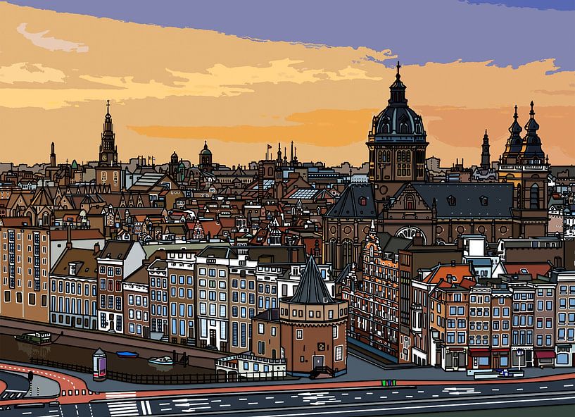 Amsterdam avec la Schreierstoren au premier plan par Alvadela Design & Photography